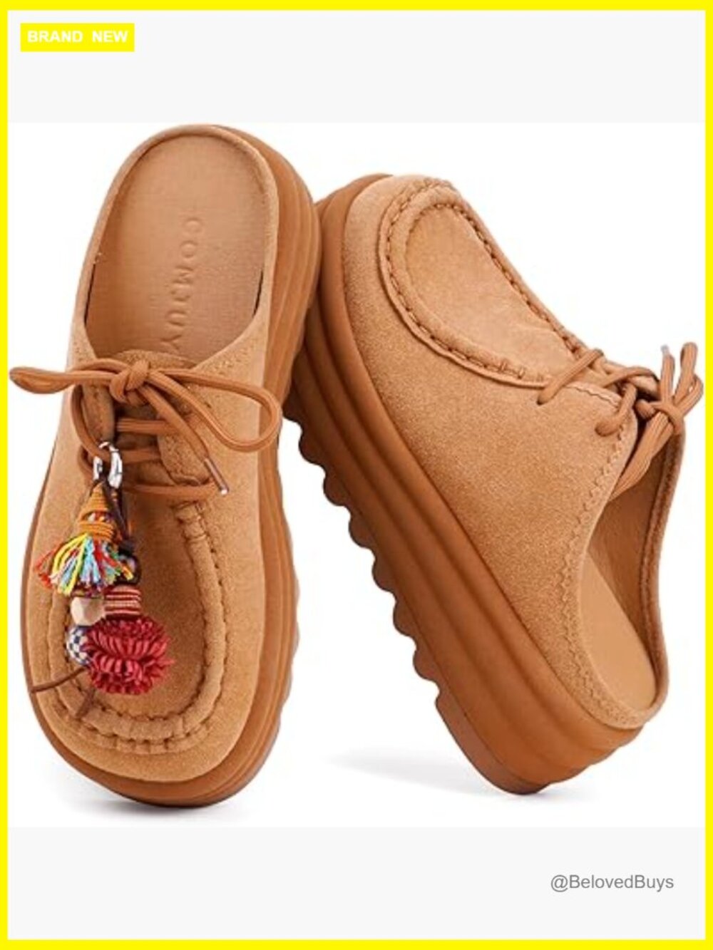 Genuine Suede Platform Mules Clogs Slip On Chunky Sole Arch Support